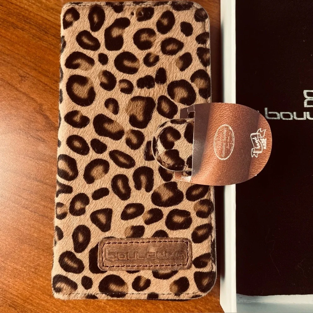 NIB Bouletta Leather iphone 13 Pro Phone Wallet Case RFID 3 Card Slots Handmade